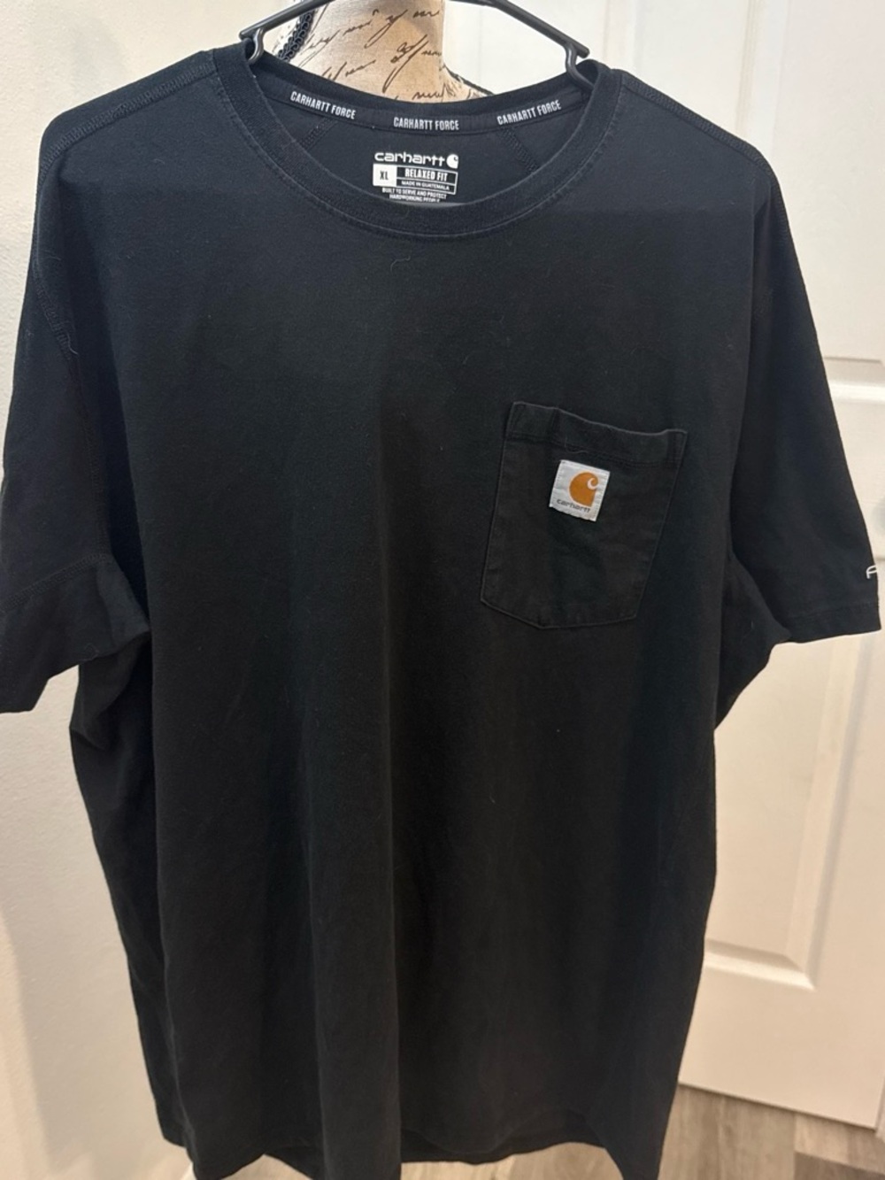 Carhartt Black Short-Sleeve Pocket Tee with Logo Patch